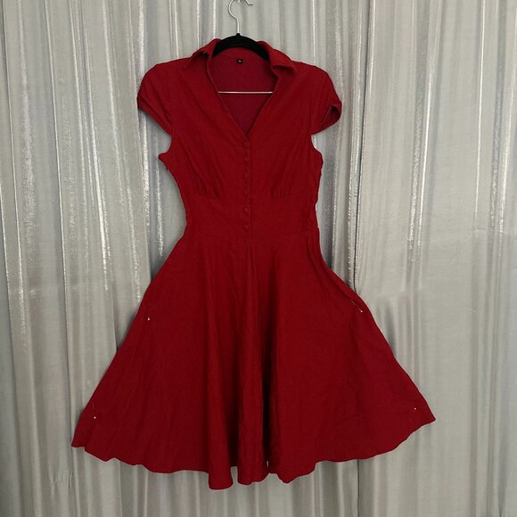 Dresses & Skirts - fit and flare midi red dress